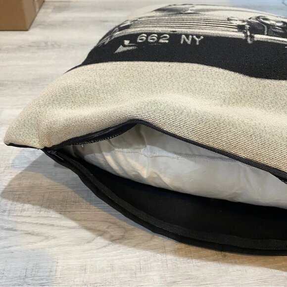 Rare Accent Pillow with Vintage Farm Truck Black and Cream 15” Rustic Farmhouse - Picture 6 of 11